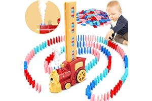 choopheme Domino Train Toy with Steam & Music 180PCS Dominoes for Kids Automatic Train Set Stacking Creative Game Toddler Boy Toy Stem Montessori Sensory Autism 3 4 5 6 7 + Year Old