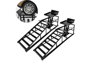HAQQI 5T Hydraulic Car Truck Service Ramps for Oil Changes 2 Packs, Heavy Duty Vehicle Ramps 5T(10000LBS) Load Capacity for Home Garage Auto Maintenance - Black