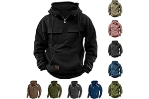 Pisexur Hoodies for Men Quarter Zip Pullover Men Winter Vintage Workout Running Active Hoodies with Pockets