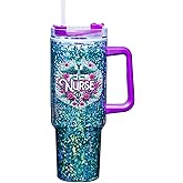 Spoontiques Nurse 40oz Acrylic Travel Mug - Double Wall Acrylic with Sliding Lock Travel Lid and Straw - 11" Tall