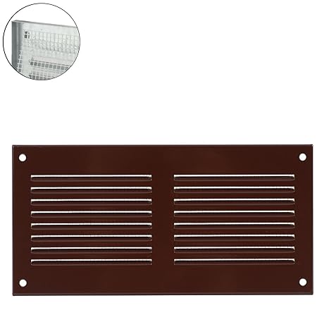 MKK - 18526-005 - Lüftungsgitter Wandgitter Abschluss Metallgitter Abluft Zuluft Insektenschutz 200 mm x 100 mm braun