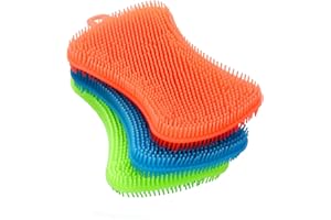 3PCS OstWony Silicone Dish Sponges, Super Food-Grade Silicone Sponges, Multi-Purpose and Efficient Sponge Kitchen Gadgets, Especial Delicate Kitchen Sponge Brush