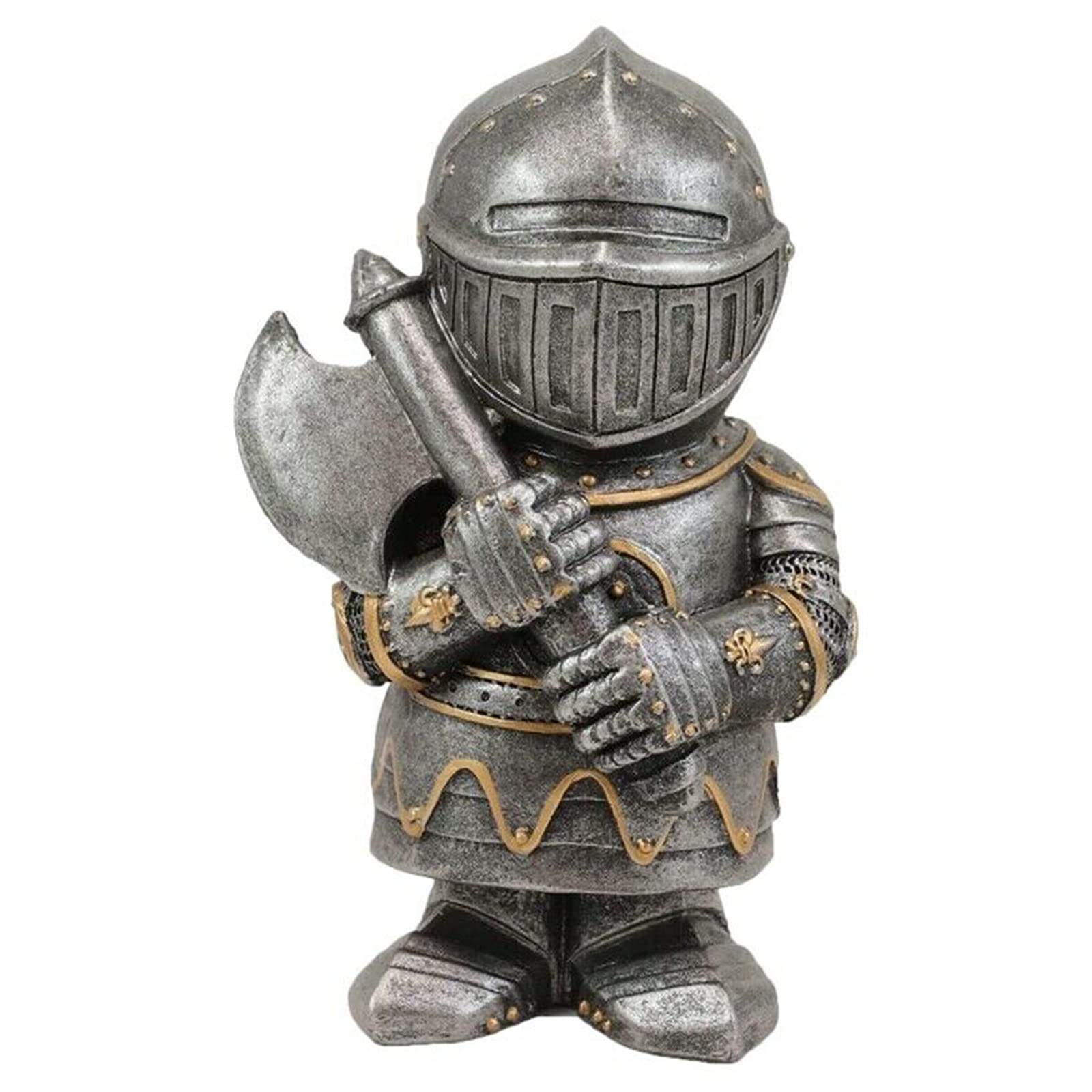 Knight Gnomes Guard Garden Gnome Ornaments Outdoor Medieval Crusader Knight Suit Statue Waterproof Resin Ornament for Yard Lawn Garden Decorations (C)