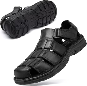 Amazon.com | KEENPACE Men's Fisherman Leather Sandals Summer Outdoor Sport  Beach Hiking Casual Dress Sandles With Comfortable Memory Foam Adjustable  Back Strap Closed Toe | Sport Sandals u0026 Slides