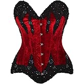 Daisy corsets womens Daisy Corsets Top Drawer Dark Red Velvet & Beaded Steel Boned Overbust Corset