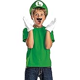Disguise Luigi Child Costume Accessory Kit, Official Nintendo Luigi Costume Hat with Gloves and Mustache, One Size Child