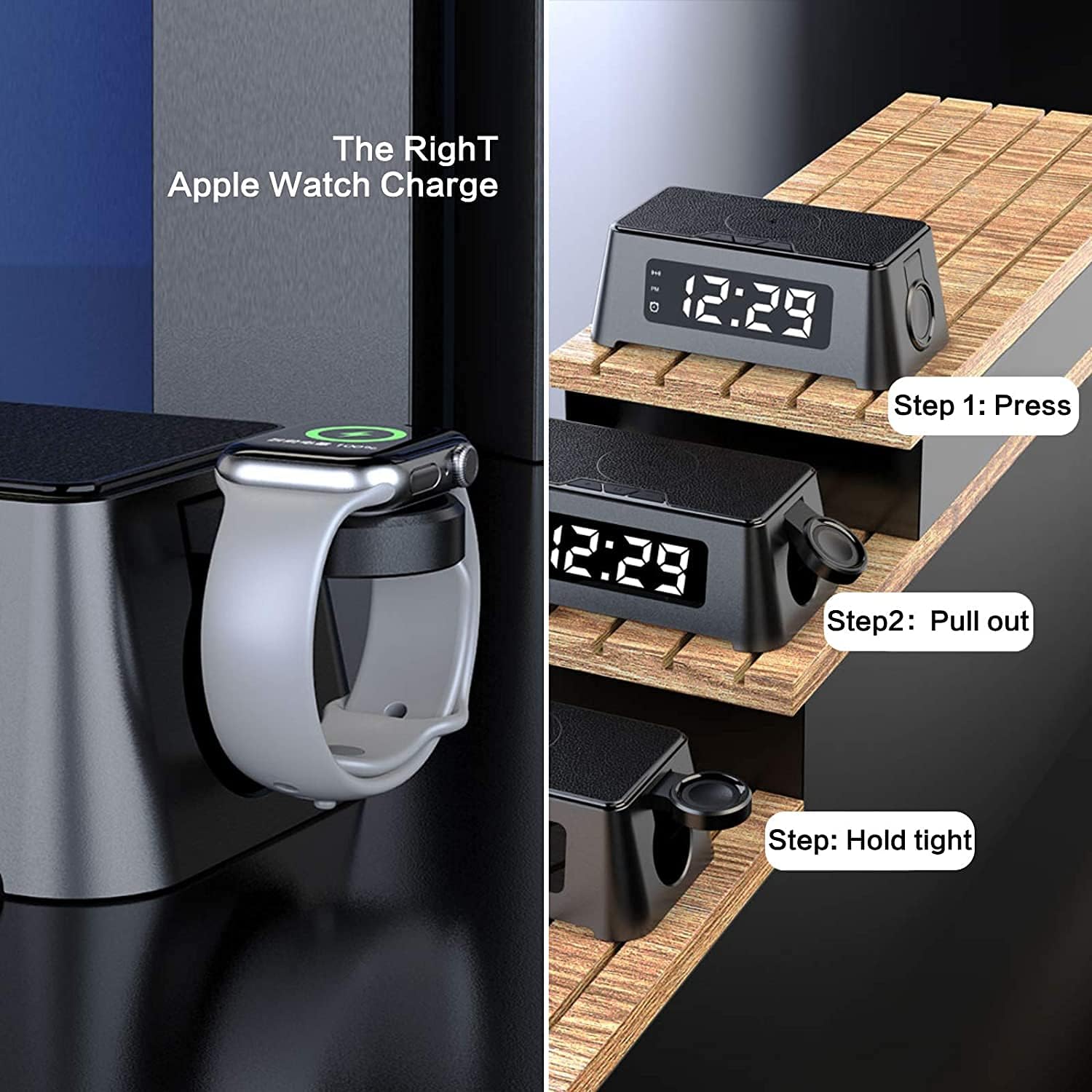 LED Digital Clock 2021 New Version Fast Wireless Charging Station for Multiple Devices,3 in 1 Wireless Charger Compatible with iPhone,Apple Watch & AirPods (Apple Watch Charging Cable not Included)
