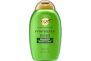 OGX Clarifying Strength + Rosemary Mint Shampoo, Clarifying Shampoo for Oily Hair Visibly Helps Remove Oil & Residue to Clear Away Buildup, Sulfate-Free Surfactants, 13 fl. oz