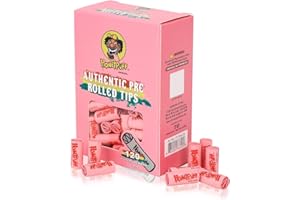 HONEYPUFF Unbleached Rolling Paper Filter Tips, Ø7mm Brown Pre Rolled Tips for Cigarette Rolling Papers (120 Tips) (Pink-1pack)