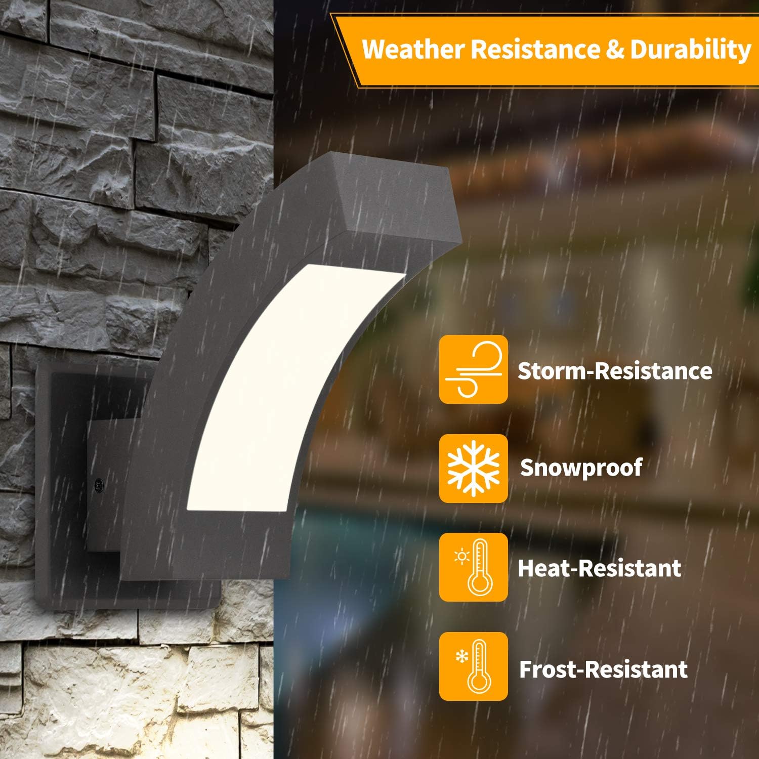 Inowel Outdoor Wall Sconce Exterior IP54 Waterproof Wall Lantern Fixture Kit Modern LED Wall Mount Light Lamp Anti-Rust Grey Finish Aluminum Light Body for Porch Entryway Corridor 7.5W 600Lm 3000K - - 