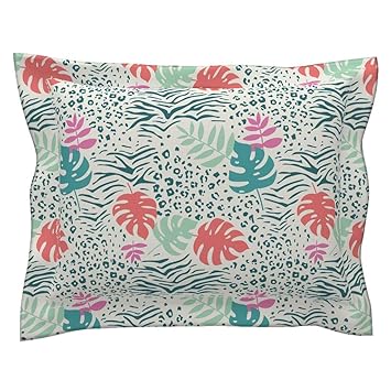 Amazon Com Roostery Tropical Flanged Pillow Sham Animal Print