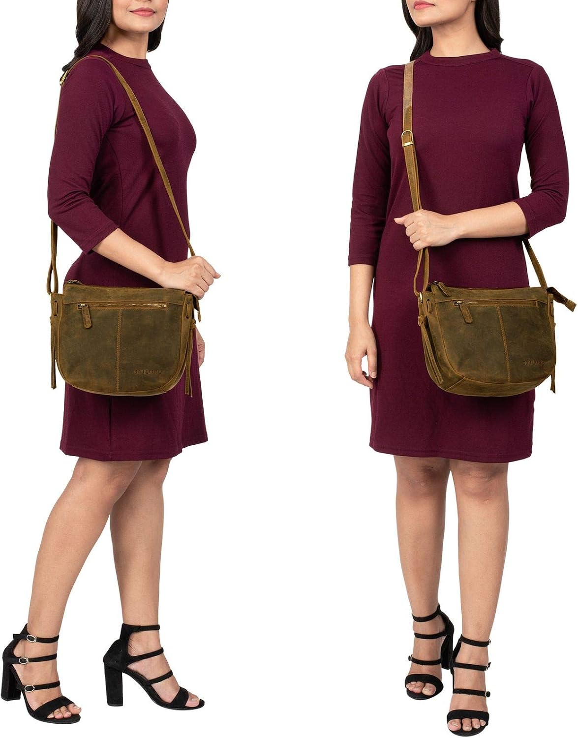 STILORD "Bella" Handbags Women Small Leather Vintage Crossbody Shoulder Bag Ladies for Going Out Classic Evening Bag Tote Bags Genuine Leather Colour:Middle Brown - Image 3