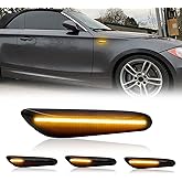 Mynoway 2pcs Front Sequential LED Side Marker Light Compatible With 2003-2013 E60 E61 E90 E91 E92 E93 E81 E87 E82 E88 E83 X3 328i 325i 135i 128i 325xi Smoked Lens Turn Signal Dynamic Lamp