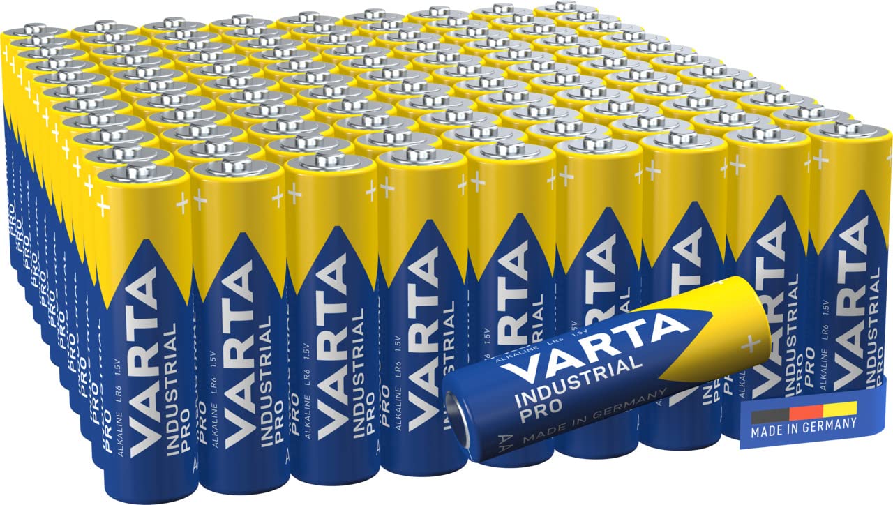 VARTA Industrial Pro AA Mignon Alkaline Batteries LR6 - 100-pack, Made in Germany
