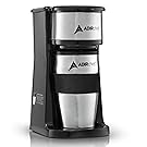 AdirChef Grab N' Go Personal Coffee Maker with 15 oz. Travel Mug, Black/Stainless Steel