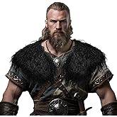 TobWeaL Male Viking Fur Shawl Costume-Medieval Male Fur Shoulder Wrap for Renaissance