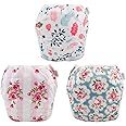 Babygoal Baby Girl Swim Diapers 3 Pack for 8M-3T Babies and Toddlers, Reusable Adjustable Washable for Swimming Lessons-Flower