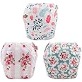 Babygoal Baby Girl Swim Diapers 3 Pack for 8M-3T Babies and Toddlers, Reusable Adjustable Washable for Swimming Lessons-Flowe