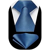 HISDERN Mens Ties Solid Color Ties for Men Formal Necktie with Pocket Square Set Satin Silk Neck Tie Handkerchiefs Set