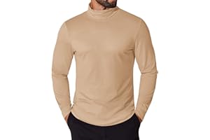 COOFANDY Men's Turtleneck T Shirt Long Sleeve Pullover Sweater Slim Fit Lightweight Thermal Undershirt Tops