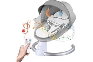 UUOEEBB Baby Swing for Infants, Portable Electric Baby Swing Bluetooth Support with 5 Swing Speed 10 Lullabies, Remote Control/Touch Panel - Infant Swing for Indoor and Outdoor Use, Gray