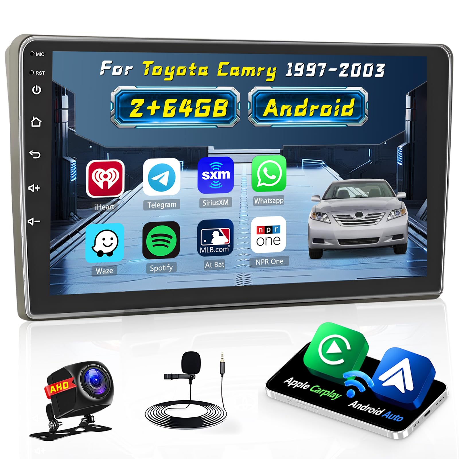 Photo 1 of [2+64G] Inefala for Toyota Camry 1997-2003 Android Car Radio Stereo with Wireless CarPlay Android Auto, 9 Inch HD Touchscreen with GPS WiFi Bluetooth FM/RDS SWC Backup Camera MIC