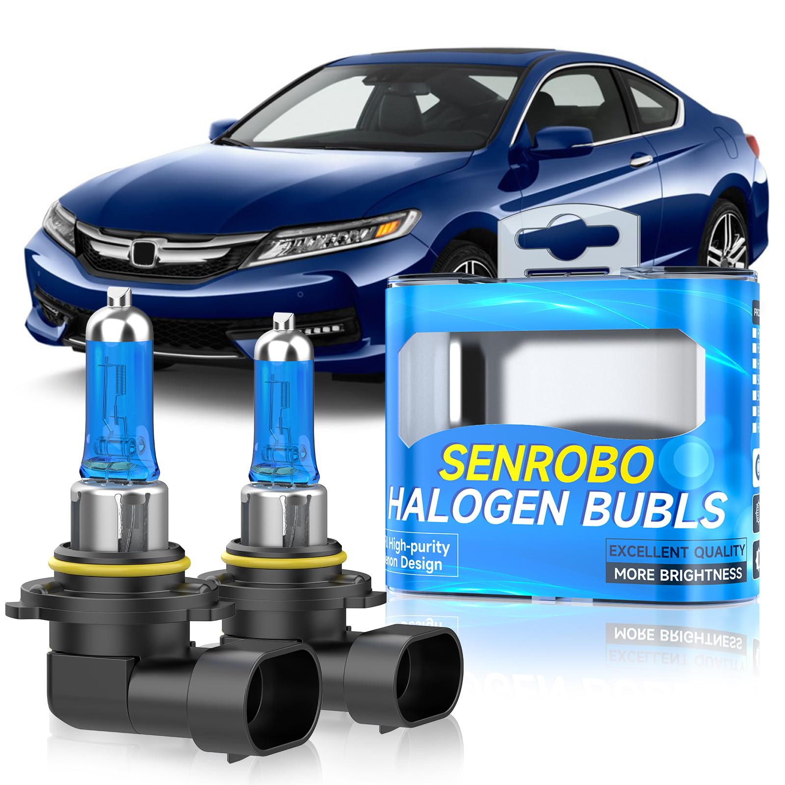 Photo 1 of SENROBO Halogen Headlight Bulbs Fit for Honda Accord 2013-2018 Accord Coupe 2008-2012, 9005/HB3 High Beam Headlight Replacement Bulb, Super Bright 5000K White, Plug and Play, Pack of 2
