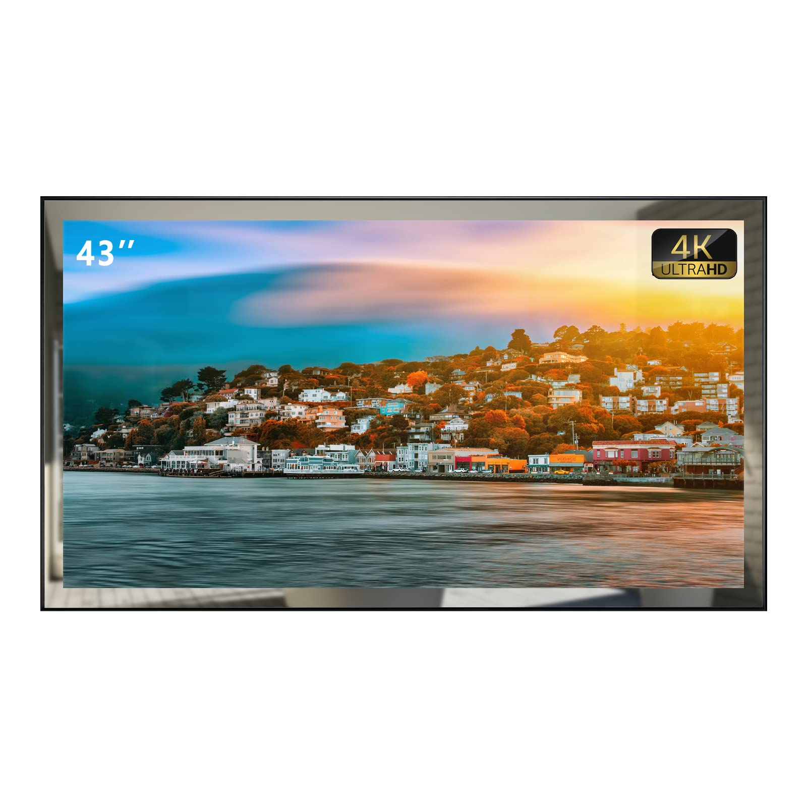 Photo 1 of ** CRACKED SCREEN ** Soulaca 42 inches 4K UHD webOS Series Smart Mirror Waterproof Vanishing TV for Bathroom ATSC Tuner, Dolby Atmos Built-in Alexa Wi-Fi & Bluetooth for Hotel/Kitchen/SPA New WEB430AS888