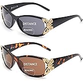 JM 2 Pack Bifocal Reading Sunglasses for Women Fashion Sun Readers Outdoor Reading Glasses UV400 Protection