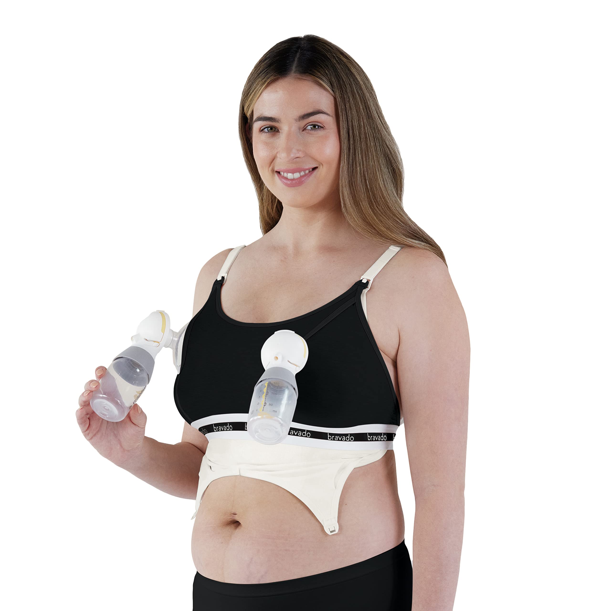 Bravado Designs Sustainable Clip and Pump Hands-Free Pumping Accessory | Black | XL