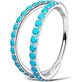 OUFER Turquoise Nose Rings for Women, 316L Surgical Steel 20G Double Hoop Nose Piercing Jewelry, Hinged Segment Septum Lip Eyebrow Rings Cartilage Conch Rook Helix Tragus Daith Earrings-6/7/8MM