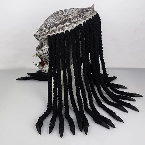 Bulex Predator Mask with Dreads Hair Scary Alien Full Head