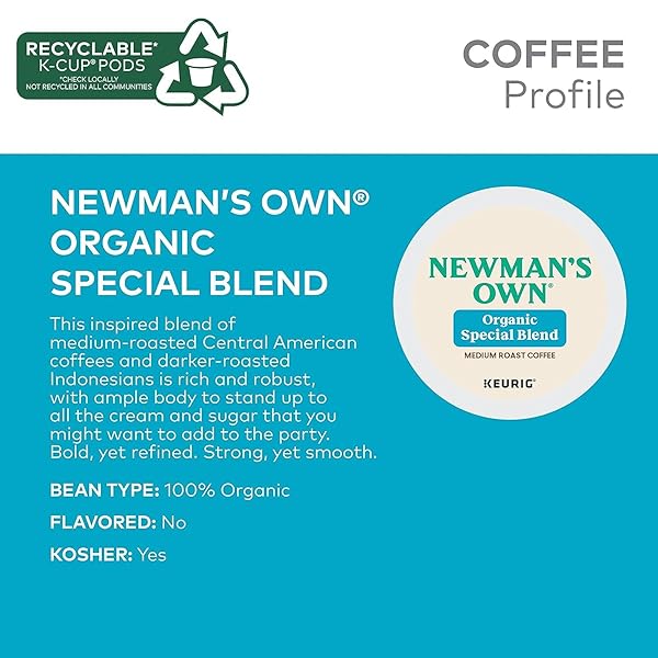 NEWMAN’S OWN ORGANICS GOURMET SINGLE CUP COFFEE NEWMAN’S SPECIAL BLEND 12 K-CUPS (PACK OF 5)