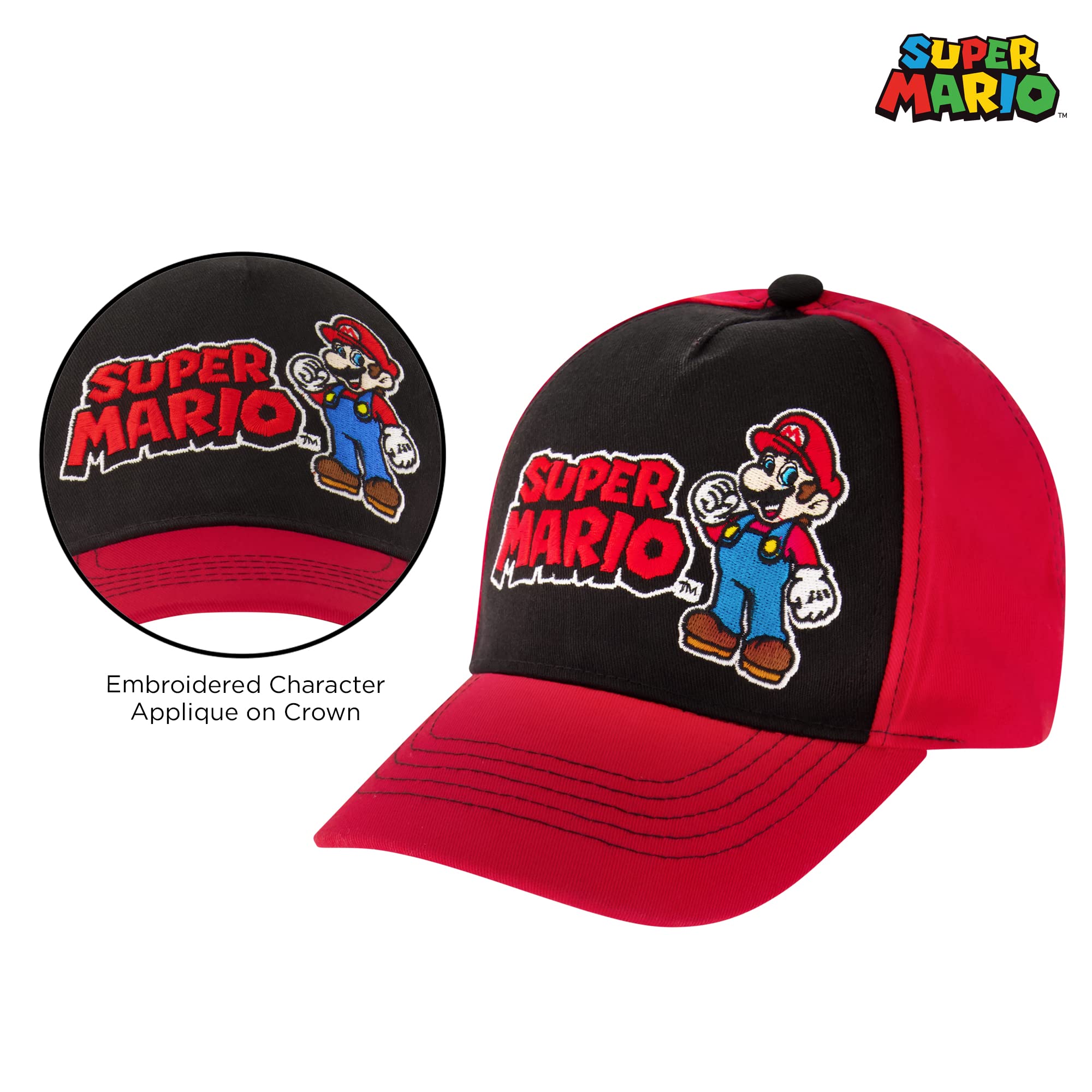 Nintendo Boys Baseball Cap, Super Mario Adjustable Kids Hat for Ages 4-7