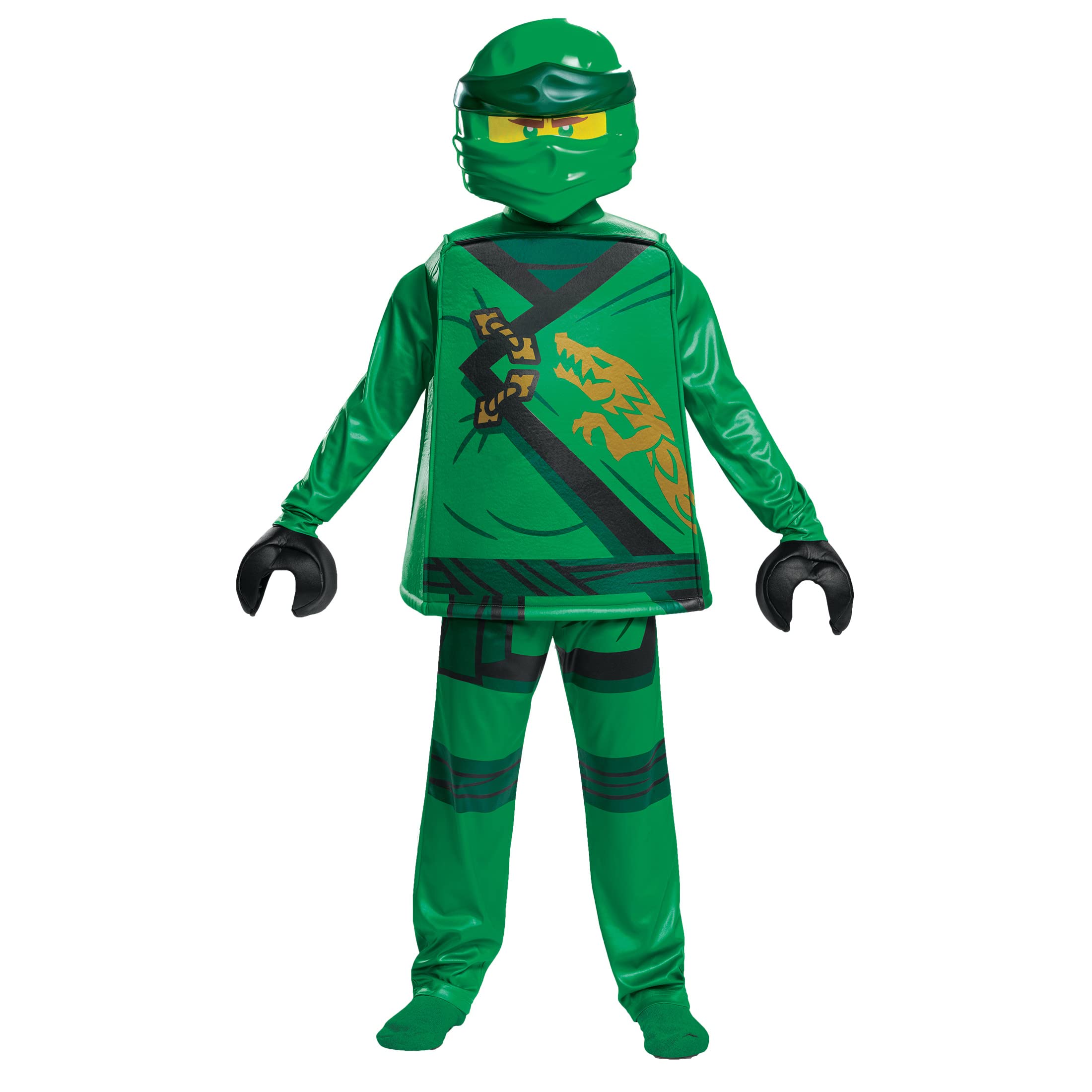 DISGUISE Official Deluxe LEGO Ninjago Costume Kids, Ninja Costume Kids Boys Children, Lloyd Ninjago Costume Green, World Book Day Fancy Dress Up Suit Outfit Small