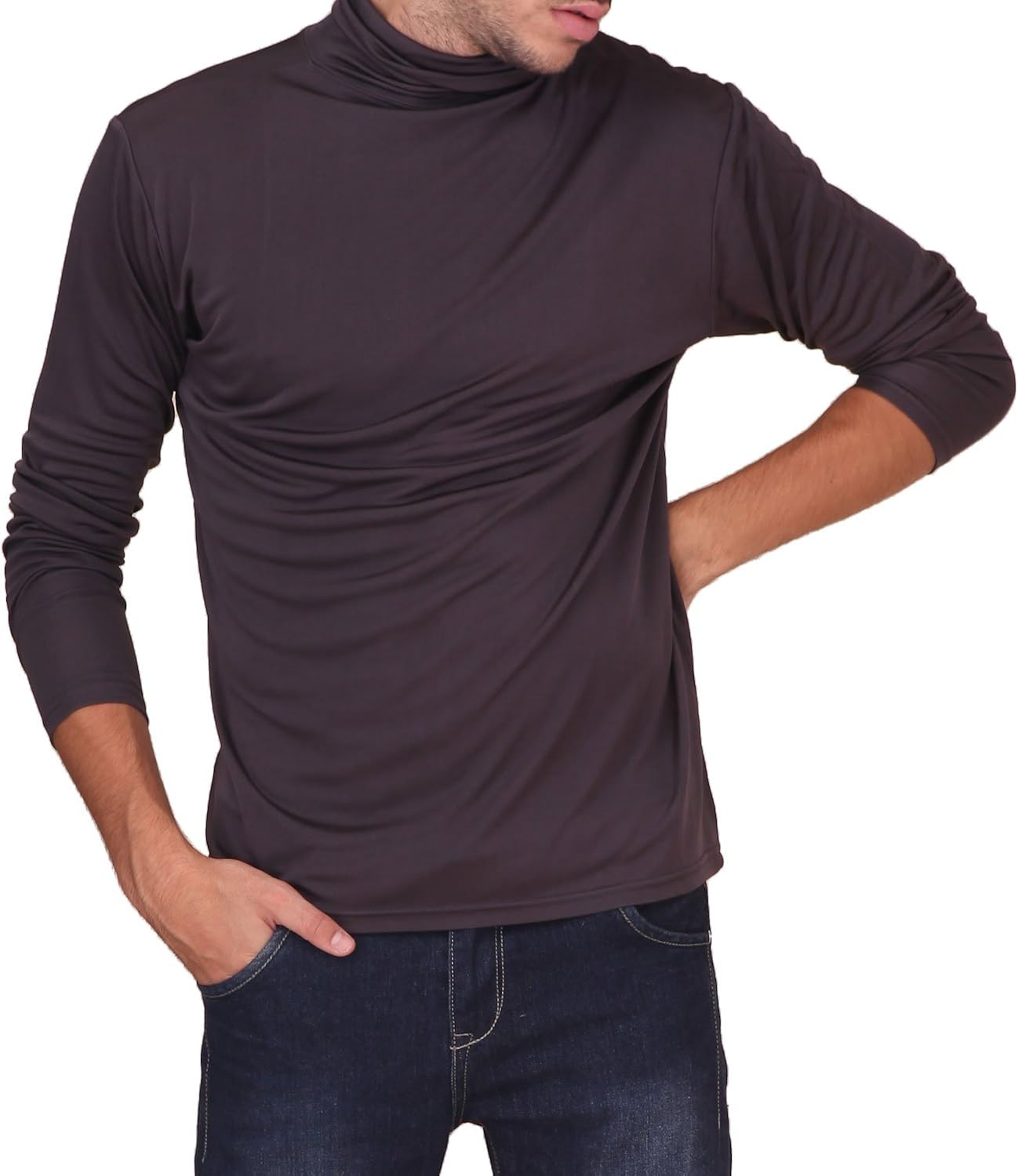 Paradise Silk Pure Silk Knit Mens Turtleneck Comfy Top at  Men’s Clothing store