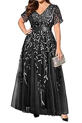 Plus Size Formal Dresses Black Evening Gowns Sequin