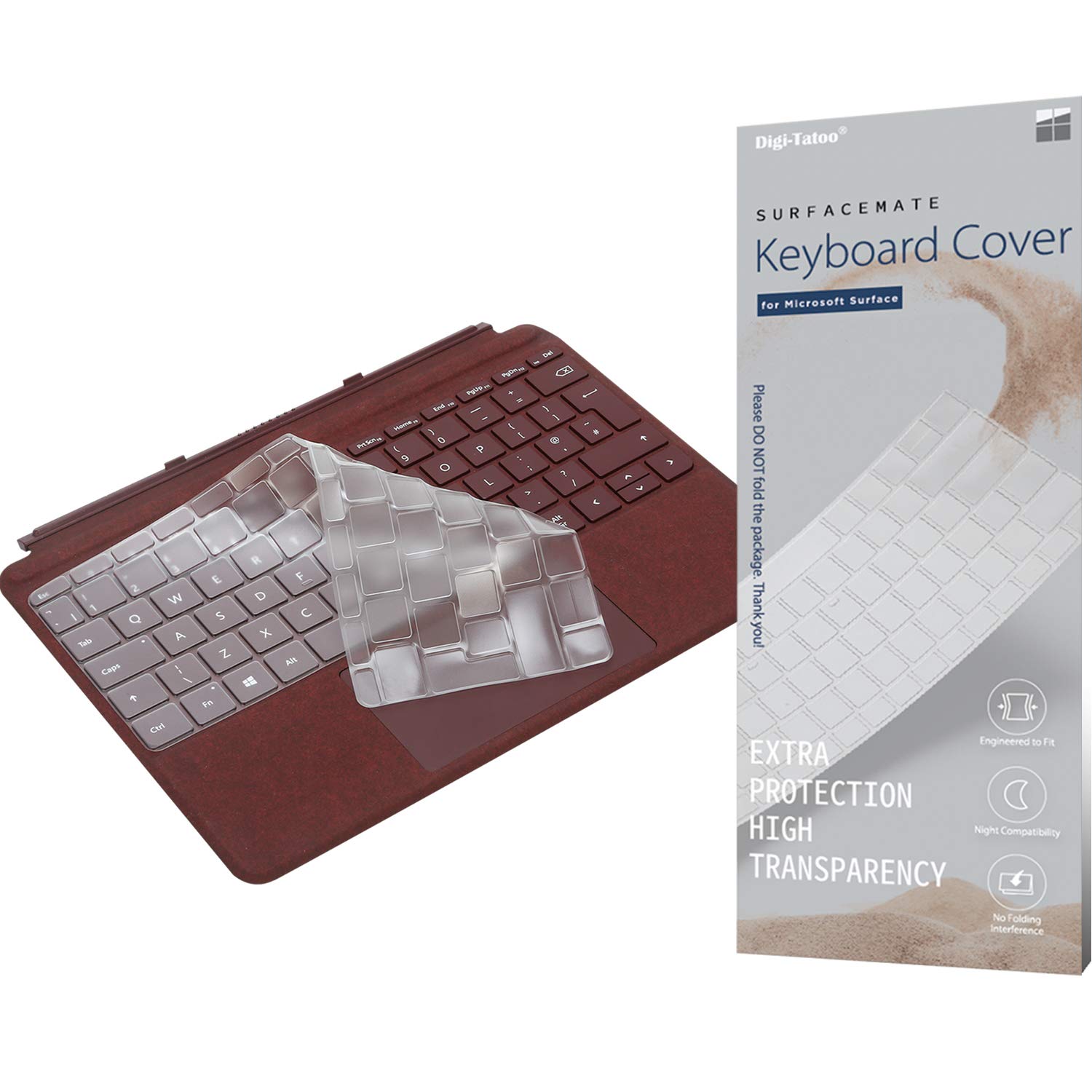 Digi-Tatoo UK English/European layout Ultra Thin Keyboard Cover for Microsoft Surface Go 3/ Go 2/Go, Made of Premium TPU, Clear Keyboard Skin Protector