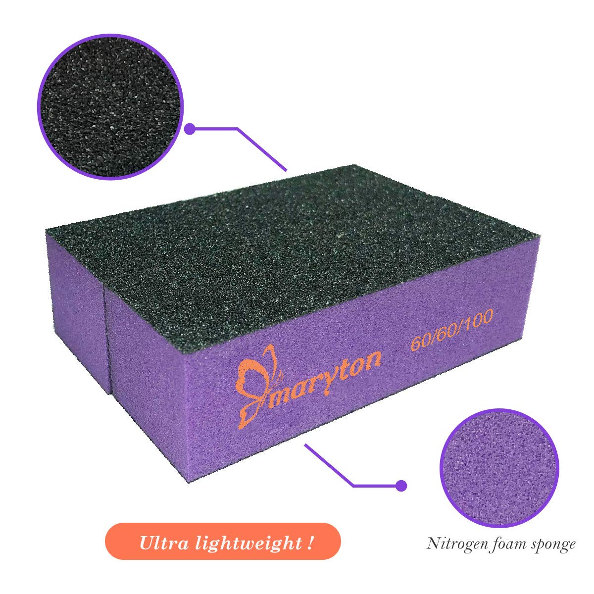 Nail Buffer Sanding Block Polisher Buffing File 60/100 Grit Nail Art Pedicure Manicure Tool 10 PCS (Black Purple) : Beauty
