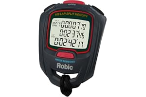Robic SC-717W 100 Dual Memory Stopwatch, Slate/Red