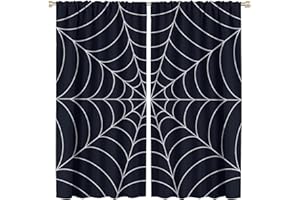 GODAZZLING Spider Web Kids Blackout Curtains Window, White Spider Web Black Background, Boys Kids Bedroom Nursery Toddler Home Decor 42x45in 2 Panels