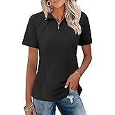 LOMON Womens Golf Polo Shirts Summer Short Sleeve 1/4 Zip Tops Moisture Wicking Casual Tennis Activewear with Pockets