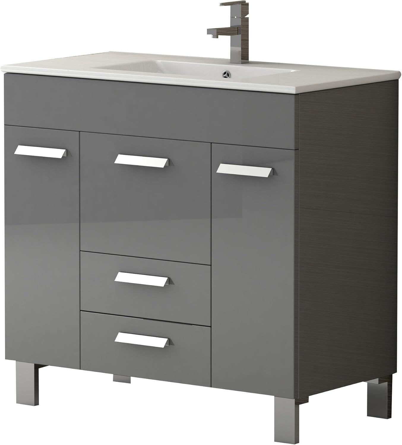 Eviva Evvn528 36gr Venus 36 Grey Modern White Integrated Porcelain Sink Bathroom Vanities