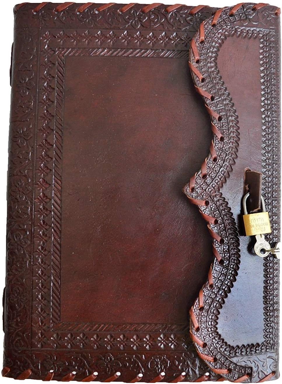 Dios Leather Diary Journal for Men and Woman, Handmade Leather Journal Diary, Unlined Paper with Lock
