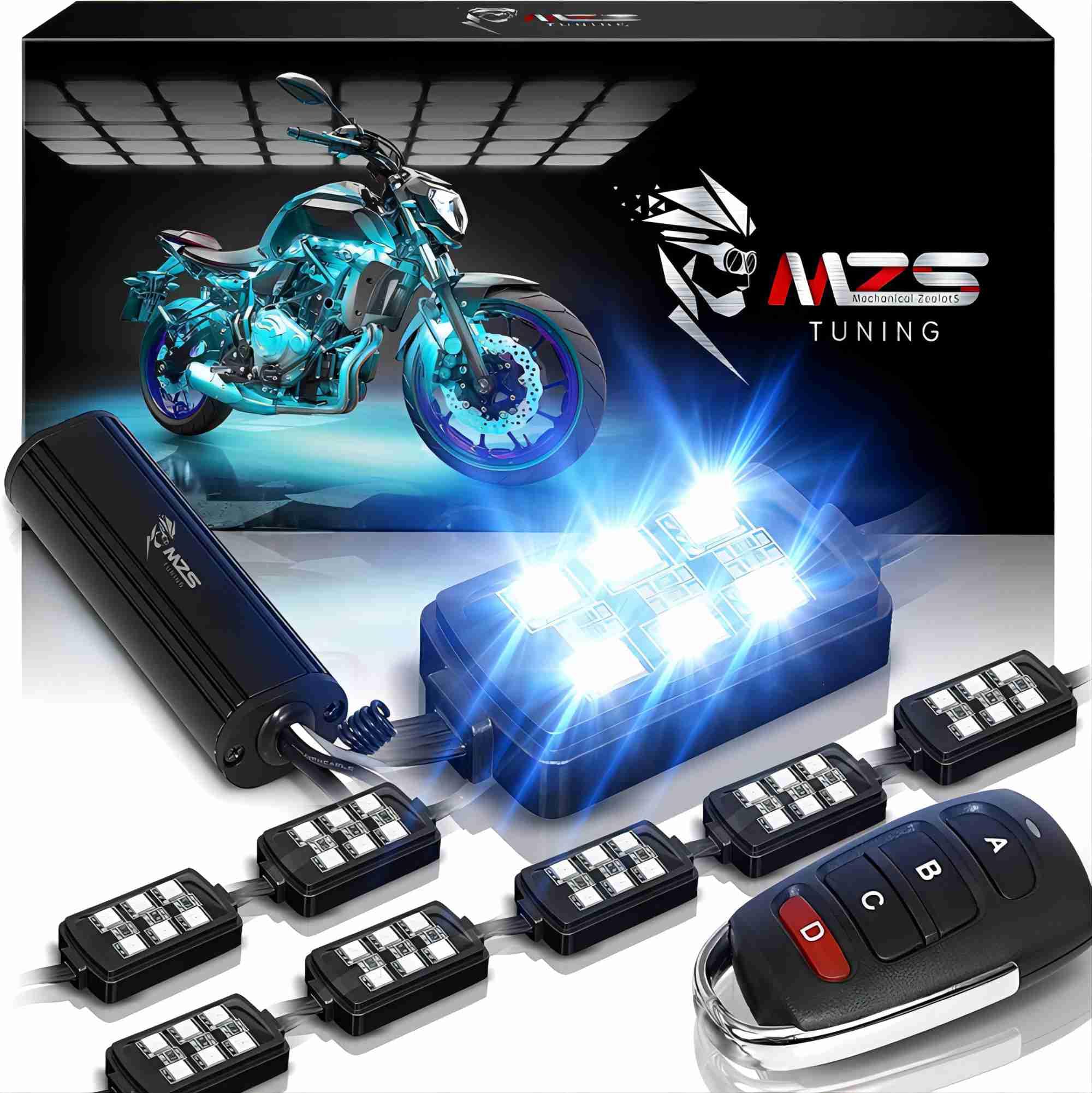 MZS Motorcycle LED Light Kit, Multi-Color Neon RGB