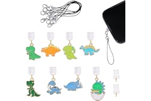 WEWAYSMILE 8 Pcs Type-C Dust Plug Charm Cute Cell Phone Charms Mobile Dustproof Plugs with Pendants for Most Type-C Cell Phone(Dinosaur Element)