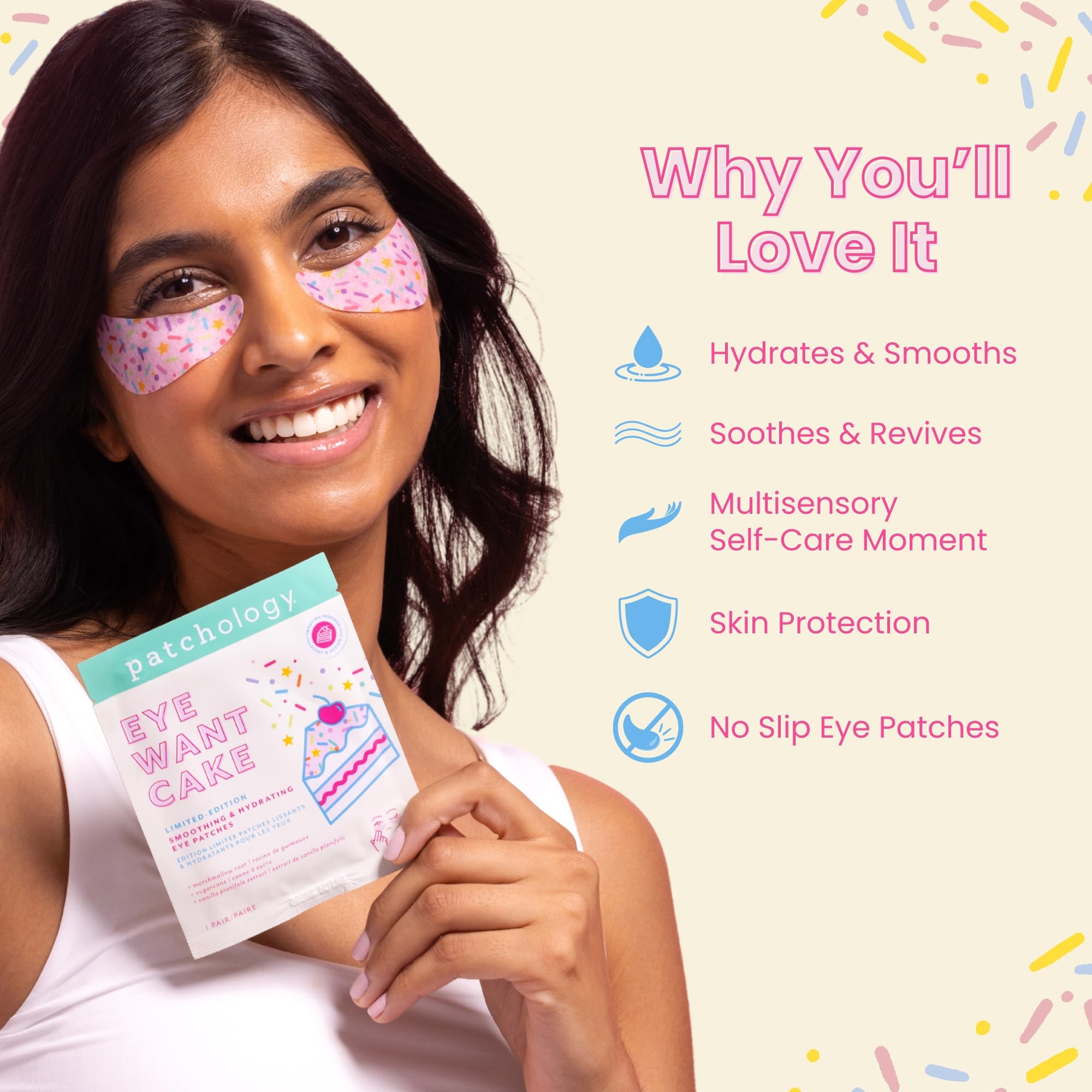 Patchology Eye Want Cake Under Eye Patches for Puffy Eyes, Dark Circles & Wrinkles, Hydrating Undereye Gel Patches, Holiday Treats, Christmas Gifts for Women & Stocking Stuffers for Teens (5 Pairs)