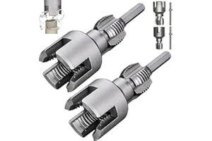 EASELR 2PCS Integrated Internal & External Pipe Threading Tool with 1/2'' & 3/4'' Dies, Electric Drill Compatible 2 in 1 Pvc Pipe Threader Kit, Dual-Function Pipe Thread Cutting Tool