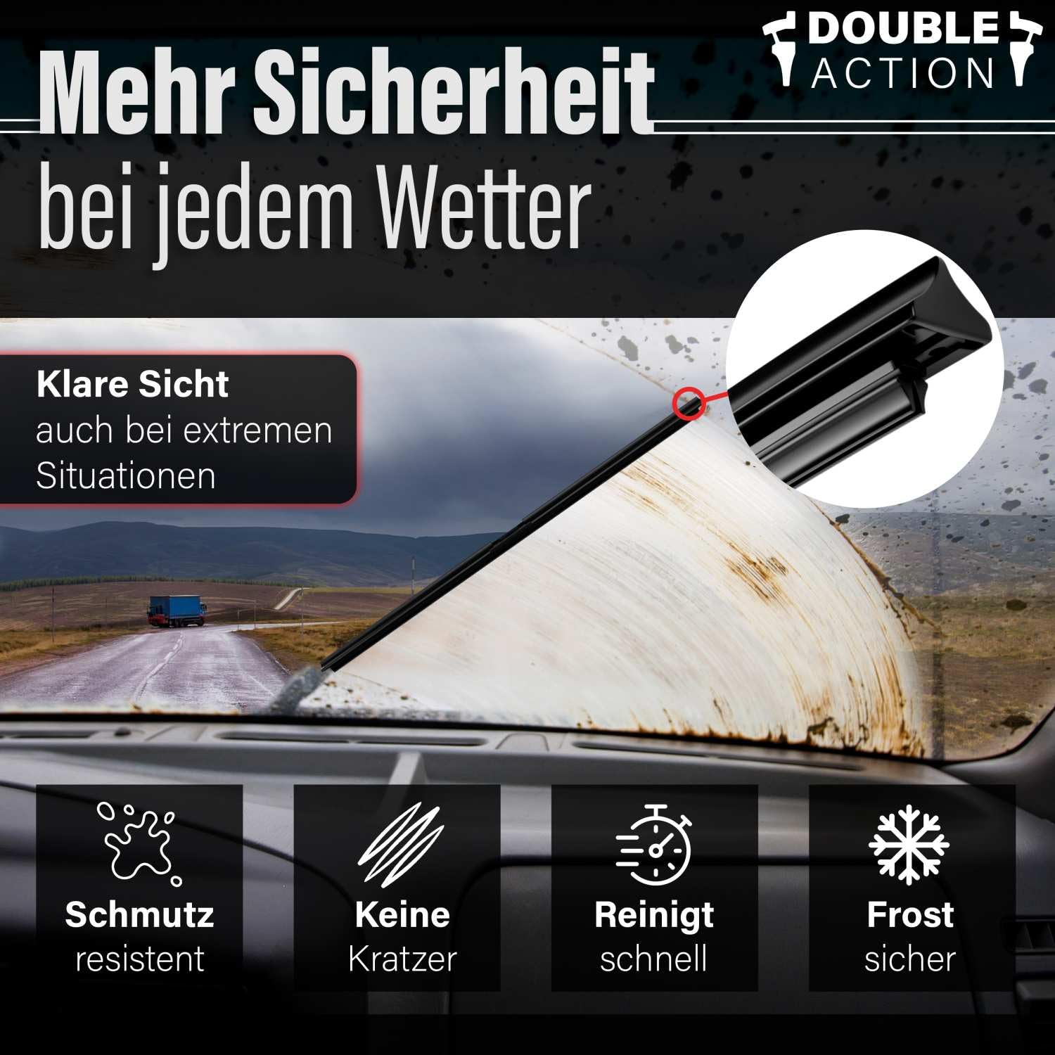 Wischer für Audi A3 Sportback Bj. 12/04-03/13 | Double Action Premium Scheibenwischer-Set Vorne | Hochwertige Wischblätter für klare Sicht | Set für Frontscheibe 6