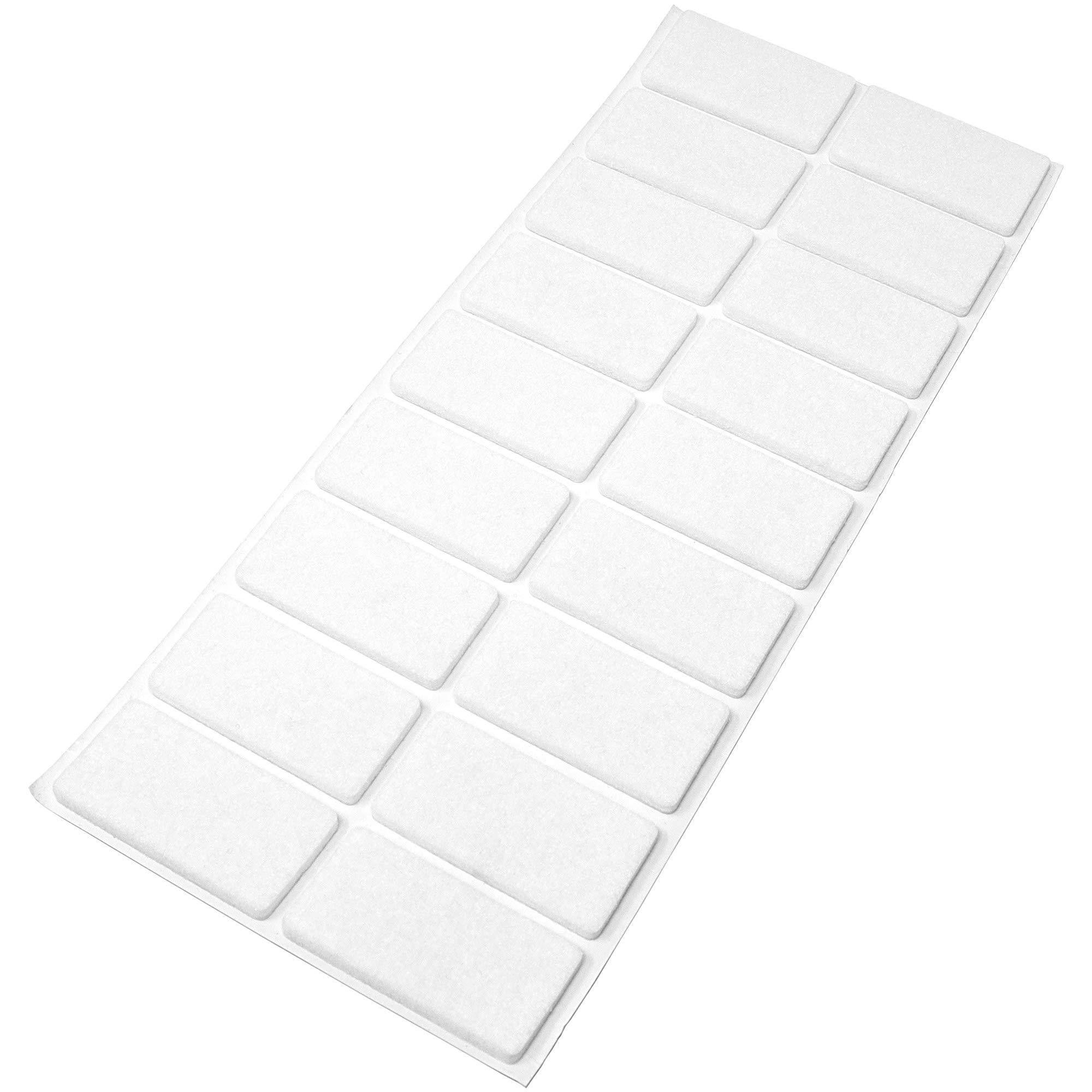 Adsamm® / 18 x self-adhesive felt pads/White / 0.98x1.97'' (25x50 mm) / rectangular / 0.138'' / 3.5 mm thick stick-on furniture felt glides/Furniture & Chair Glides